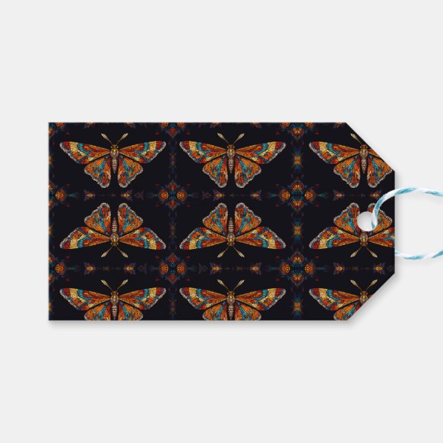 Étiquettes-cadeau Papillon Mosaïque (Devant (Horizontal))