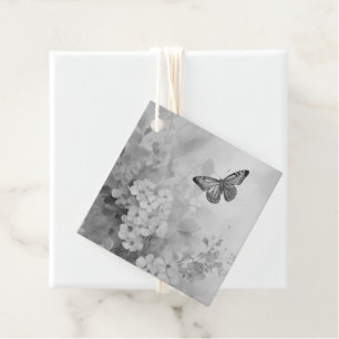 Étiquettes Cadeau Papillon Noir et Blanc