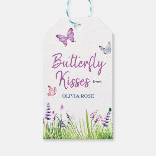 Étiquettes-cadeau Papillon rose mou Purple Baby shower fille