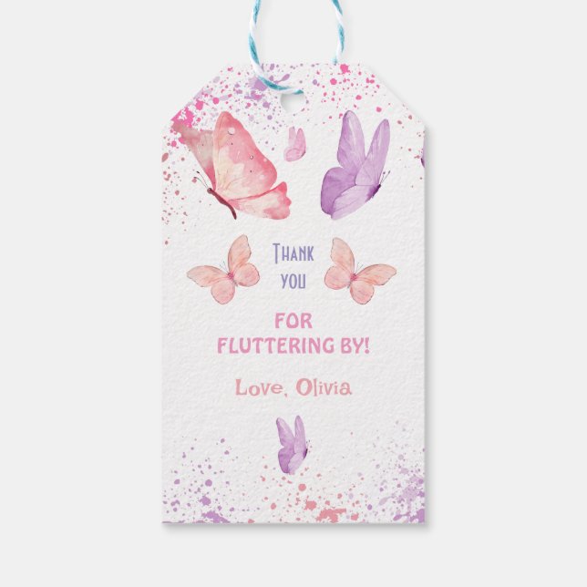 Étiquettes-cadeau Papillon Rose Violet Anniversaire  (Dos)
