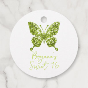 Étiquettes Cadeau Papillon vert cristal de péridot Pierre de naissan