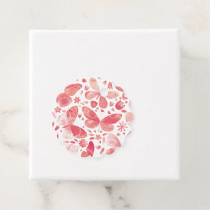 Étiquettes Cadeau Papillons Aquarelle Corail rose