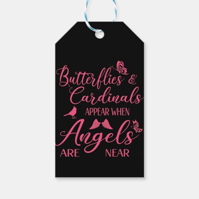 Étiquettes-cadeau Papillons & Cardinaux Apparaissent Quand Angel Est (Devant)