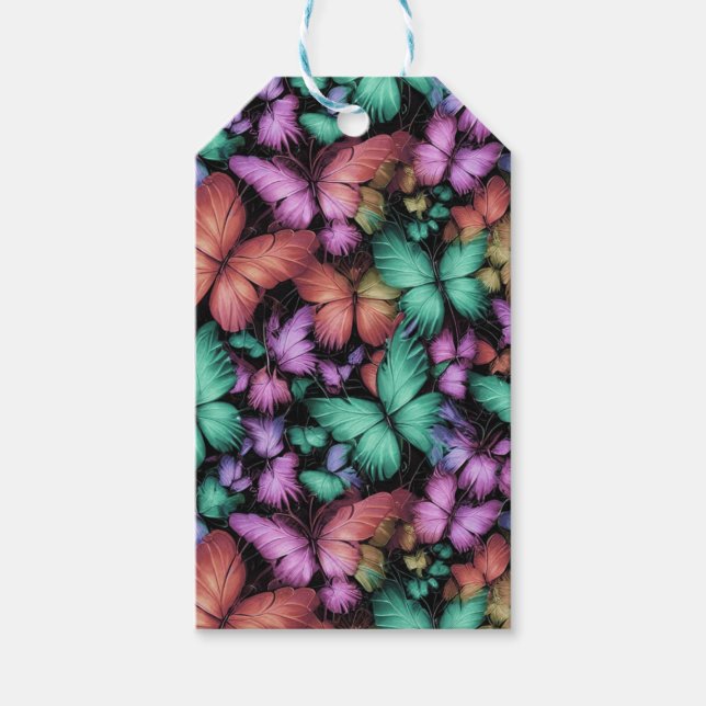 Étiquettes-cadeau Papillons colorés imprimés (Devant)