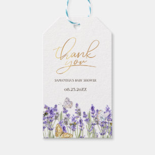 Étiquettes-cadeau Papillons de Lavande Fleurs Baby Shower Botanique