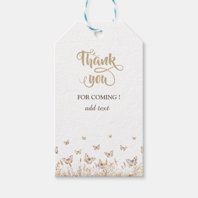 Étiquettes-cadeau Papillons de prairie aquarelle (Devant)