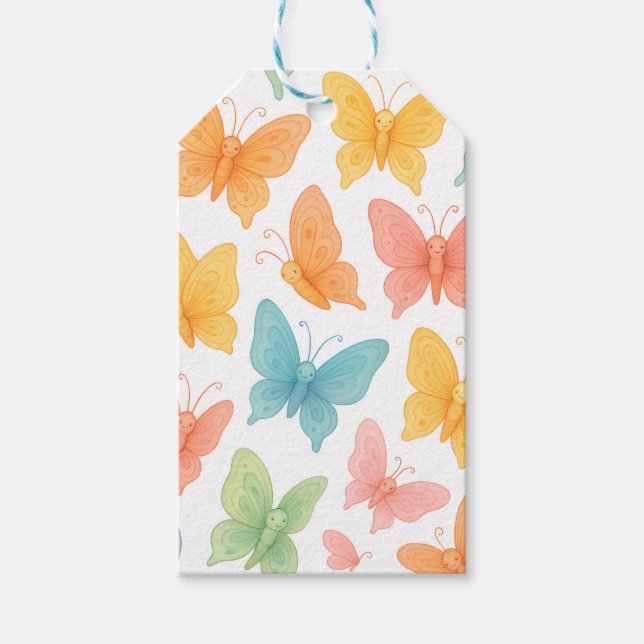 Étiquettes-cadeau "Papillons Fantaisistes" (Devant)