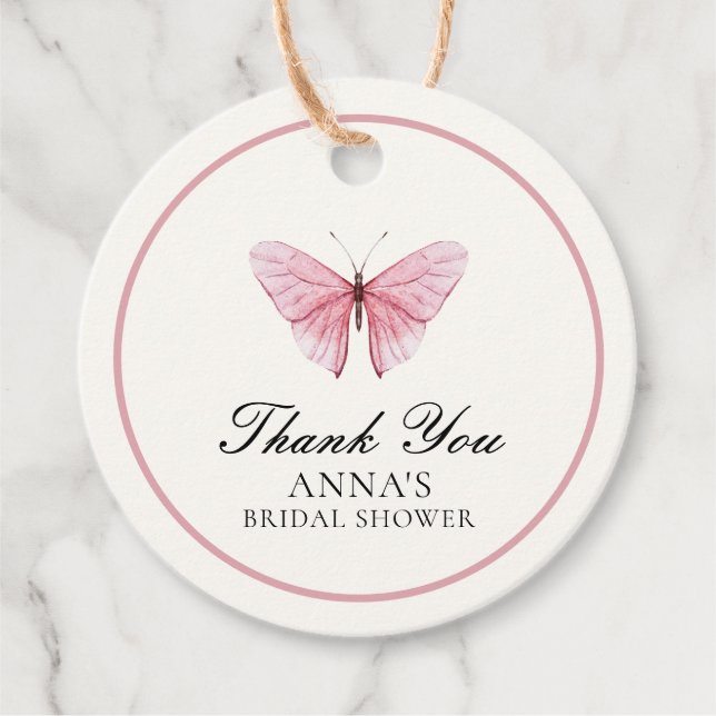 Étiquettes Cadeau Papillons Fleurs Remerciements pour Baby Shower de (Devant)