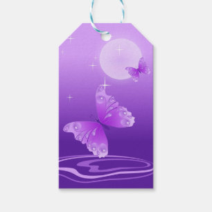 Étiquettes-cadeau Papillons pourpres