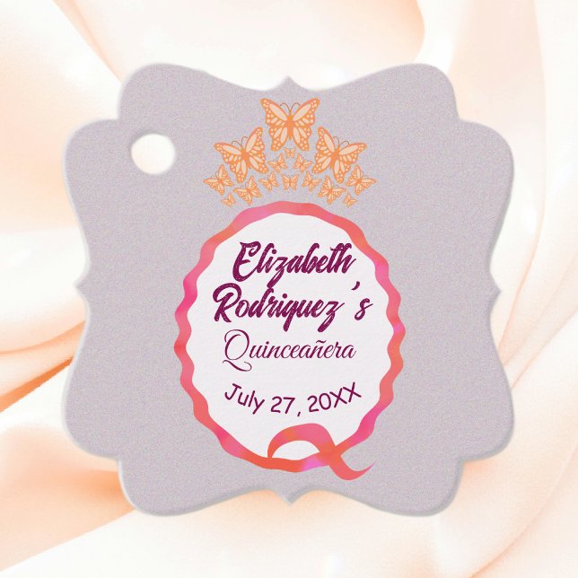 Étiquettes Cadeau Papillons Princesse Tiara Crown Squiggle Quince (Créateur téléchargé)