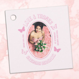 Étiquettes Cadeau Papillons roses Quinceanera