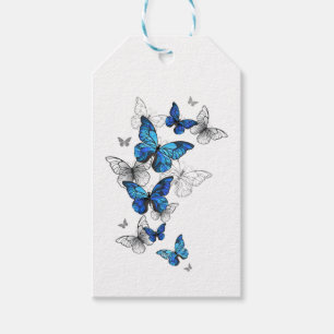 Étiquettes-cadeau Papillons volants bleus Morpho