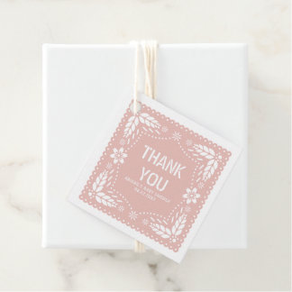 Étiquettes Cadeau Pappel rose or picado Merci bébé fille douche