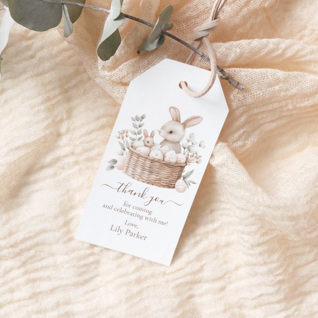 Étiquettes-cadeau Pâques Brunch Chasse aux Oeufs Lapin Panier Merci (Créateur téléchargé)