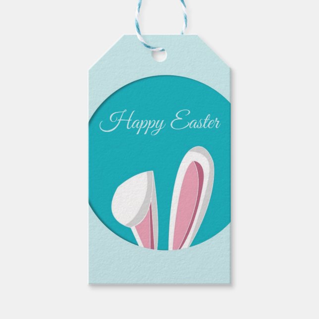 Étiquettes-cadeau Pâques Joyeuses Parfaites, Lapin (Devant)