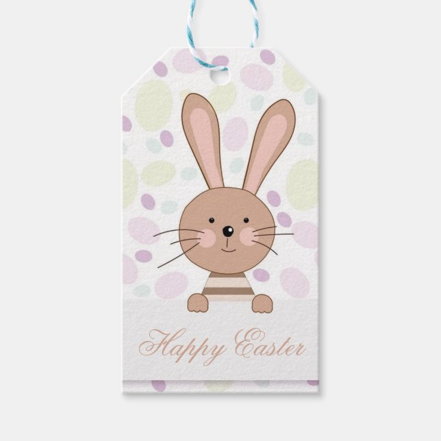 Étiquettes-cadeau Pâques Joyeuses Parfaites, Lapin (Devant)
