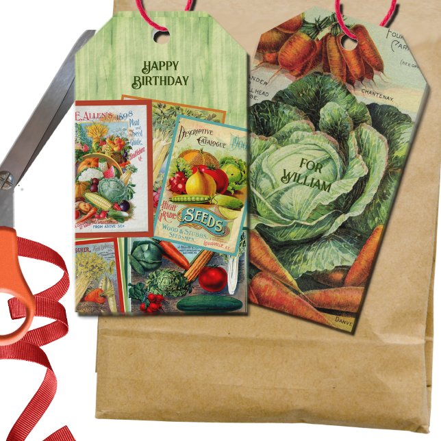 Étiquettes-cadeau Paquet de semences vintage Anniversaire (Créateur téléchargé)
