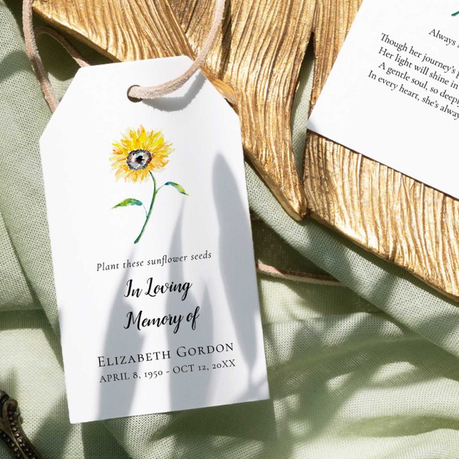 Étiquettes-cadeau Paquets de graines mémorial Tournesol (Créateur téléchargé)
