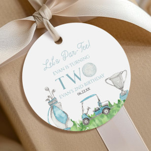 Étiquettes Cadeau Par-Tee Blue Golf 2e fête d'anniversaire