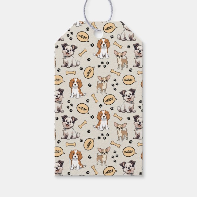 Étiquettes-cadeau Parade de chiots joueurs (Devant)