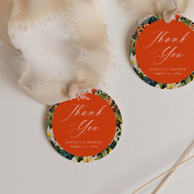 Étiquettes Cadeau Paradis Orange Tropical Merci (Créateur téléchargé)