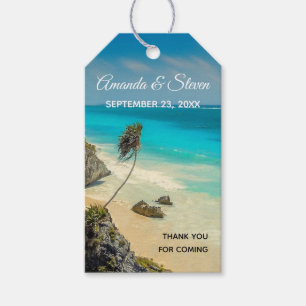Étiquettes-cadeau Paradis tropical de plage avec Mariage de palmiers