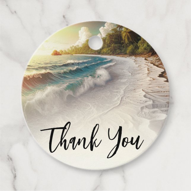 Étiquettes Cadeau Paradise Beach Sunset Rustic Coastal Mariage (Devant)