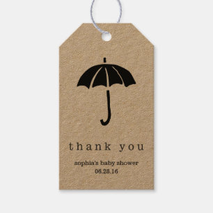 Étiquettes-cadeau Parapluie rustique Kraft Baby shower neutre Favori