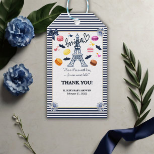 Étiquettes-cadeau Paris avec amour pour notre Baby shower de Bebe Do