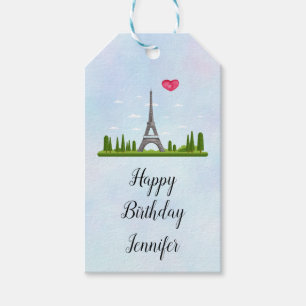 Étiquettes-cadeau Paris avec la Tour Eiffel Anniversaire
