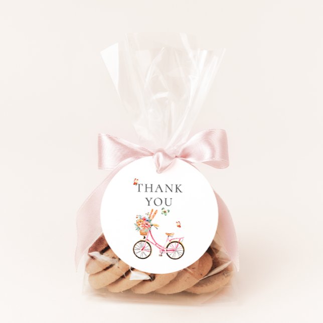 Étiquettes Cadeau Paris Café Boulangerie Bicyclette rose Aquarelle (Créateur téléchargé)