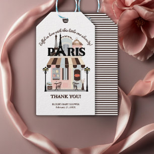 Étiquettes-cadeau Paris Eiffel en amour Baby Shower Café Français