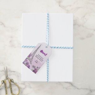 Étiquettes-cadeau Paris Purple Iris French Merci d'événements spé