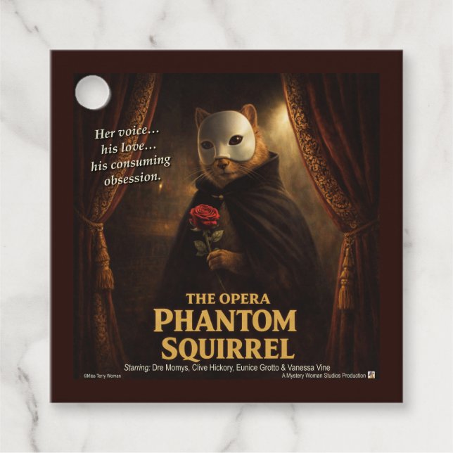 Étiquettes Cadeau Parodie de l'Opéra Fantôme Écureuil (Devant)