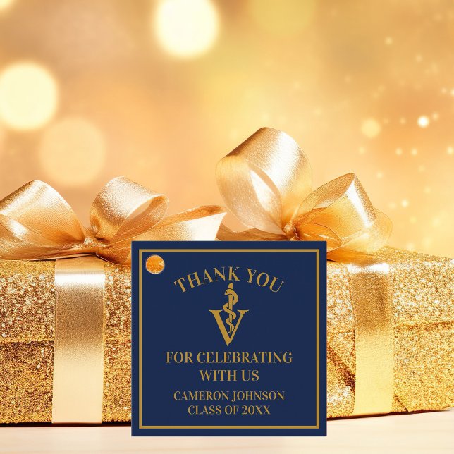 Étiquettes Cadeau Parti de graduation de l'école vétérinaire Blue Go (Créateur téléchargé)