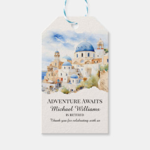 Étiquettes-cadeau Parti de la retraite Colorful Grèce Village Hill