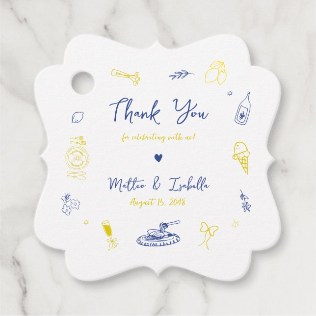 Étiquettes Cadeau Parti de l'engagement italien ou Merci Mariage (Devant)