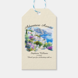 Étiquettes-cadeau Parti de retraite Colorful Grèce Village Océan