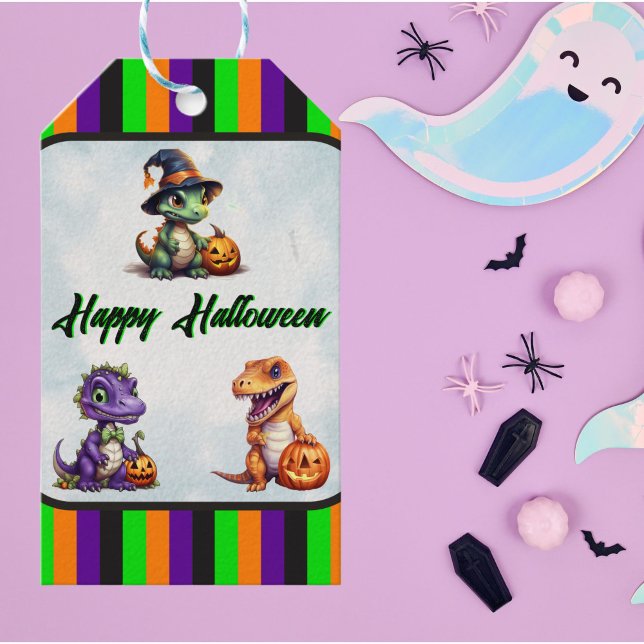 Étiquettes-cadeau Parti Dino-Mash d'Halloween (Halloween Dinosaur Gift Tag )
