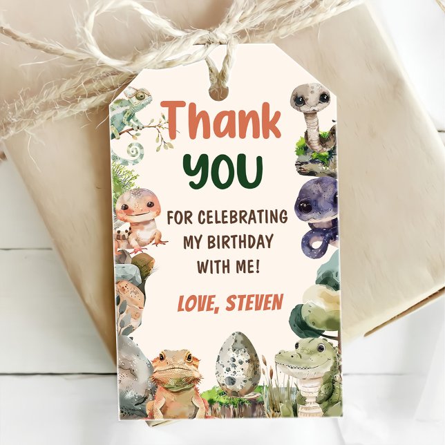 Étiquettes-cadeau Partie Anniversaire de enfant de reptile (Créateur téléchargé)