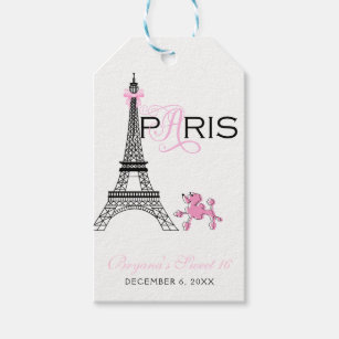 Étiquettes-cadeau Partie rose de caniche de Paris France de Tour
