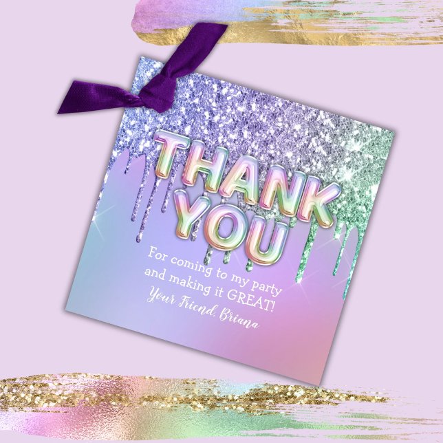 Étiquettes Cadeau Parties scintillant arc-en-ciel gouttes Fille Anni (Créateur téléchargé)