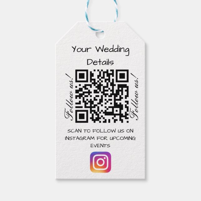 Étiquettes-cadeau Parties scintillant cardiaque rose mariage qr code (Devant)