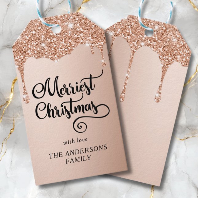 Étiquettes-cadeau Parties scintillant de séchage personnalisée Noël  (Créateur téléchargé)