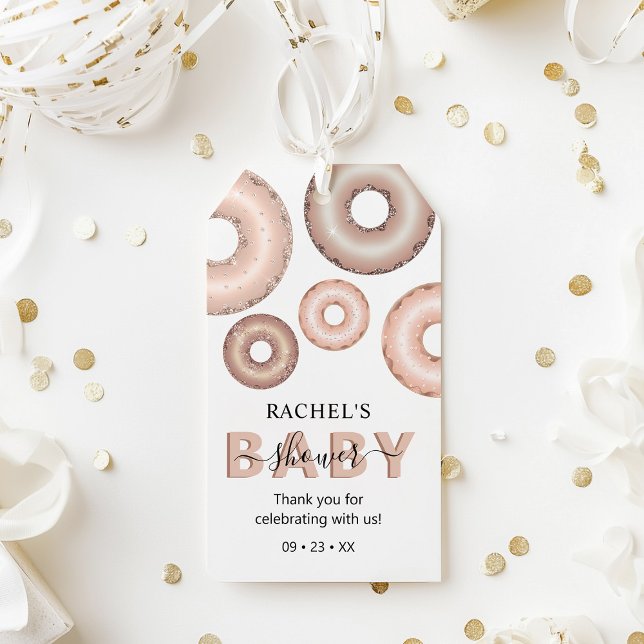 Étiquettes-cadeau Parties scintillant Donut Baby Sprinkle Girl Baby  (Créateur téléchargé)