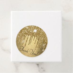Étiquettes Cadeau Parties scintillant d'or à couler Faux Merci mét