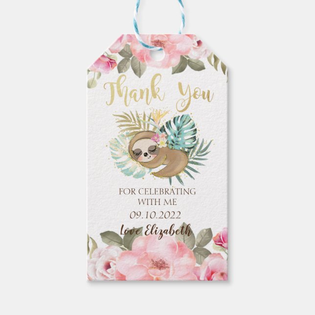 Étiquettes-cadeau Parties scintillant d'or Eleagant Unicorn, Baby sh (Devant)