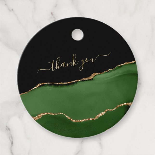 Étiquettes Cadeau Parties scintillant d'or et vieillissement vert (Devant)