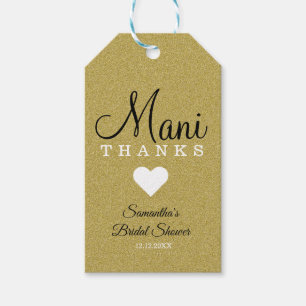 Étiquettes-cadeau Parties scintillant d'or Mani Merci Fête des marié