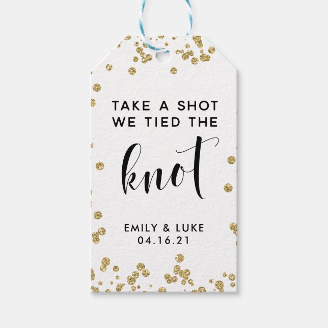 Étiquettes-cadeau Parties scintillant d'or prendre un coup Nous avon (Devant)